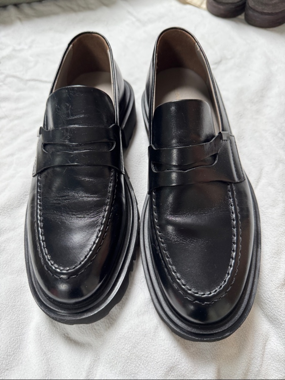 All saints black loafers